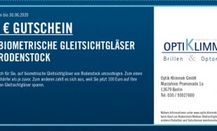 100€ Gutschein für biometrische Gleitsichtgläser von Rodenstock